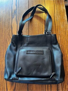 Vintage Fossil 75082 Black Peddled Leather Bohemian/Hippie Lr Shoulder/Tote Bag